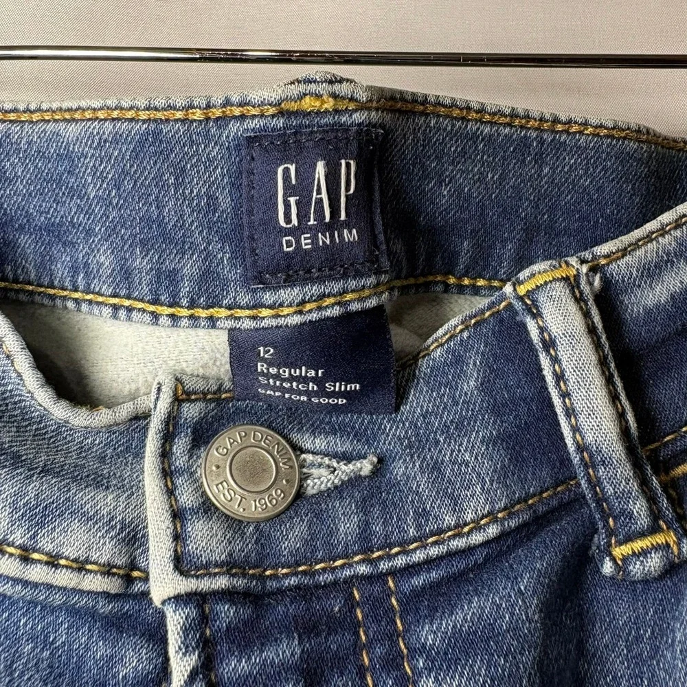Gap Kids Boys 12 Regular Stretch Slim Jeans Medium Wash Adjustable Waist Denim